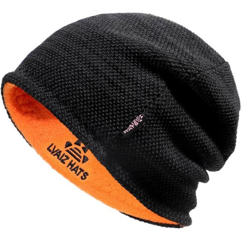 New Men's Winter Beanie Hat Warm Fleece Lined Skull Cap for Men Reversible